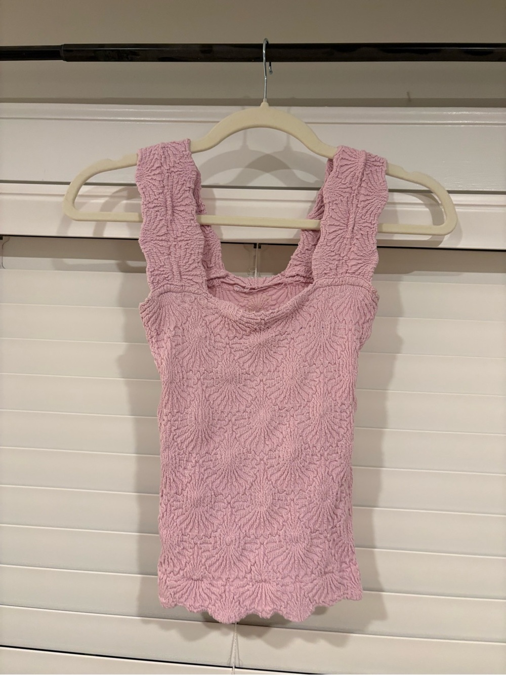 Free People Light Pink Textured Tank with Wide Straps